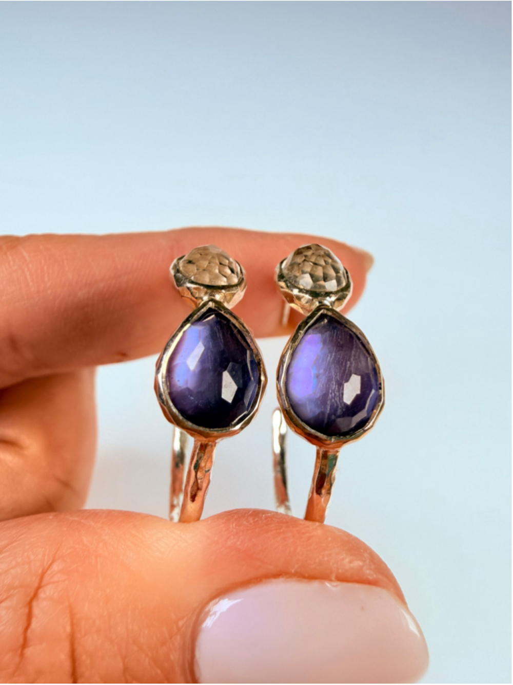 Ippolita Rock Candy Wonderland Amethyst Quartz 925 Sterling Silver Hoop Earrings - Picture 4 of 10